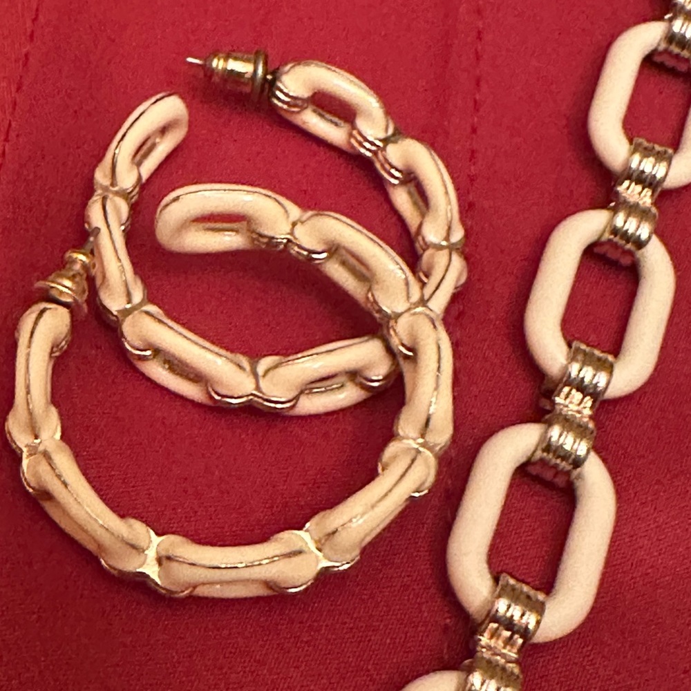 Talbots Set Of Necklace And Hoop Earrings.